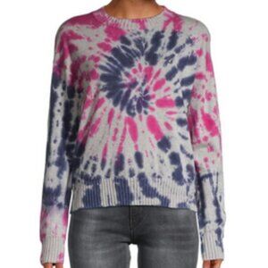Central Park West tie-dyed crewneck sweater pink/blue/gray sz XS